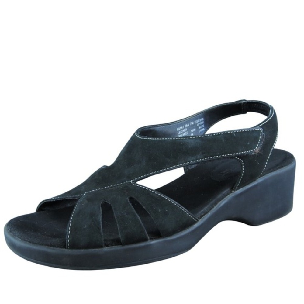 I Heart Comfort Jill Women Ankle Strap Sandal Shoes Size 7 Medium Black Leather